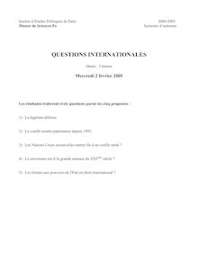 Questions internationales 2005 Master Affaires Publiques IEP Paris - Sciences Po Paris