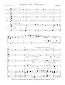 Partition orgue-accompanied edition, Simeon s Hymn, Nunc dimittis