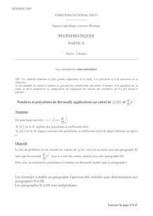 Mathématiques spécifique 2003 Concours National DEUG