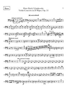 Partition Basses, violon Concerto, D major, Tchaikovsky, Pyotr