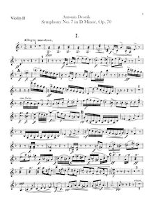 Partition violons II, Symphony No.7, Symfonie č.7, D minor, Dvořák, Antonín