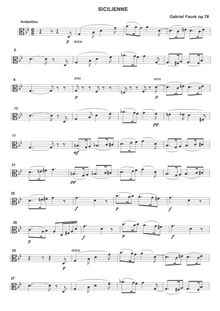 Partition de viole de gambe, Sicilienne, Op.78, Fauré, Gabriel par Gabriel Fauré