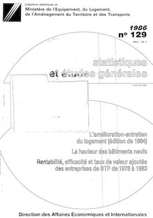 Amélioration-Entretien - Logement - Bâtiment - Génie civil et agricole - 1978-1988 - Récapitulatif. : [L ]amélioration-entretien du logement (édition 1984).