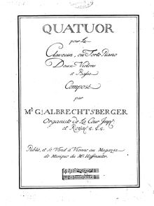 Partition violon 1, clavier quatuor en C major, Quatuor pour le clavecin, ou fortepiano, deux violons et basse