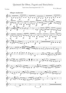 Partition violon, corde quintette No.1, B♭ major, Mozart, Wolfgang Amadeus