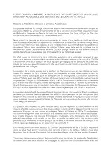 Collèges Voltaire : lettre ouverte à la présidente du conseil départemental