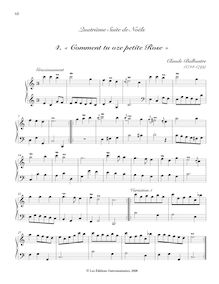Partition , « Comment tu oze petite Rose », Recueil de Noëls, Recueil de Noëls formant quatre Suites avec des Variations pour le Clavecin ou le Fortepiano