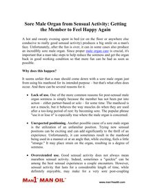 Sore Male Organ from Sensual Activity: Getting the Member to Feel Happy Again