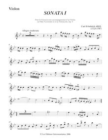 Partition , Allegro moderato - violon (flûte) , partie, 6 sonates pour clavecin