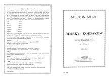 Partition parties complètes, corde quatuor, F major, Rimsky-Korsakov, Nikolay