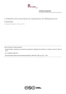 L Industrie et le commerce du caoutchouc en Malaysia et en Indonésie - article ; n°1 ; vol.24, pg 51-72