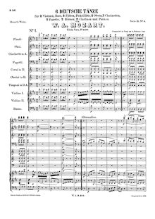 Partition complète, 6 German Dances, K.509, Deutsche Tänze, Mozart, Wolfgang Amadeus
