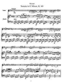 Partition de piano et partition de violon, violon Sonata par Wolfgang Amadeus Mozart