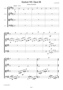 Partition , Allegretto cantabile, corde quatuor No.2, Plante, Cyril