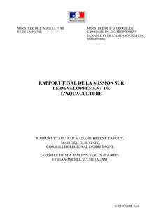 Rapport final de la mission sur le développement de l aquaculture