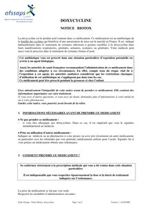 Notices Biotox des médicaments - Doxycycline 24/10/2008