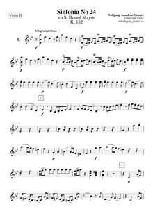Partition violon II, Symphony No.24, B♭ major, Mozart, Wolfgang Amadeus