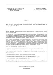 Microsoft Word - I&D - Note 1 \351tat des lieux 2D secteur \351ducatif au Mali oct 09.doc