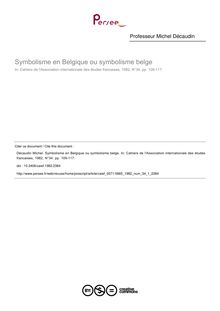 Symbolisme en Belgique ou symbolisme belge - article ; n°1 ; vol.34, pg 109-117