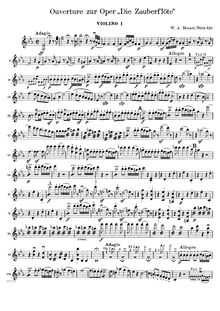 Partition violons I, II, Die Zauberflöte, The Magic Flute, Mozart, Wolfgang Amadeus
