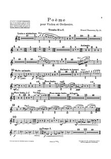 Partition trompette 2, Poème, Op.25, Chausson, Ernest