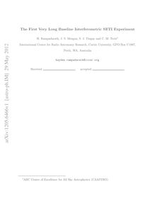 The First Very Long Baseline Interferometric SETI Experiment