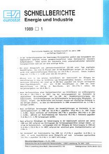 SCHNELLBERICHTE Energie und Industrie. 1989 1