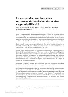 La mesure des compétences en traitement de l’écrit chez des adultes en grande difficulté - article ; n°1 ; vol.424, pg 31-48