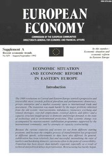 EUROPEAN ECONOMY. Supplement A Recent economic trends No 8/9 - August/September 1992