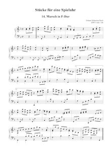 Partition March en F major [BWV Anh.146], 18 pièces pour a Musical Clock