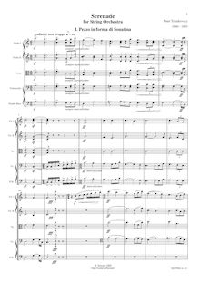 Partition complète, Serenade pour corde orchestre, Серенада для струнного оркестра (Serenade dlya strunnogo orkestra), Serenade for Strings
