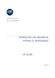 Promouvoir une recherche intègre et responsable (CNRS)