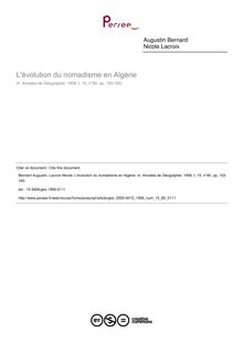L évolution du nomadisme en Algérie - article ; n°80 ; vol.15, pg 152-165