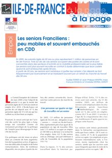 Les seniors Franciliens : peu mobiles et souvent embauchés en CDD