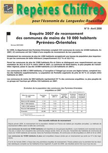 Enquête 2007 de recensement des communes de moins de 10 000 habitants Pyrénées-Orientales