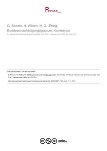 G. Blessin, H. Wilden, H. G. .Ehbig, Bundesentschàiiigungsgesetze, Kommentar - note biblio ; n°1 ; vol.7, pg 222-223