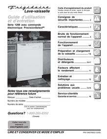Notice Lave-vaisselle Frigidaire  FDB1250REQ0