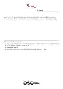 Les crânes préhistoriques de la collection Héléna (Narbonne) - article ; n°4 ; vol.3, pg 480-522
