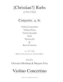 Partition violon concertino, Concerto a 6, Gunnerus XM 57, D major