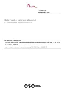 Code imagé et traitement séquentiel - article ; n°3 ; vol.86, pg 329-347