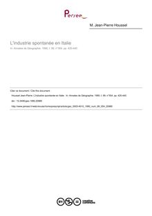 L industrie spontanée en Italie  - article ; n°554 ; vol.99, pg 420-440