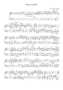 Partition complète, Fugue en G minor, BWV Anh.106, Keyboard, Bach, Johann Sebastian