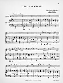 Partition de piano et partition de violon, pour Lost Chord