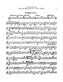 Partition trompette 1, 2 (F), Slavonic Rhapsodies, Slovanské rapsodie