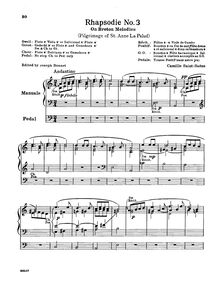 Partition Rhapsody No. 3, Three Rapsodies Op.7, Saint-Saëns, Camille