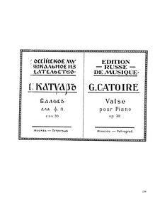 Partition complète, Valse, Op.30, Catoire, Georgy