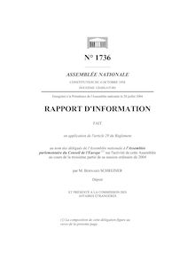 Rapport d information fait en application de l article 29 du Règlement au nom des délégués de l Assemblée nationale à l Assemblée parlementaire du Conseil de l Europe sur l activité de cette assemblée au cours de sa troisième session ordinaire de 2004