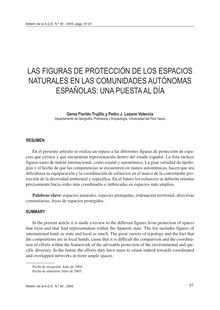 Las figuras de protección de los espacios naturales en las Comunidades Autónomas españolas: una puesta al día