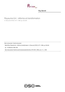 Royaume-Uni : réforme et transformation - article ; n°1 ; vol.71, pg 223-245