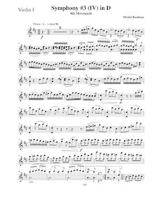 Partition violons I, Symphony No.3, Symphony for Strings, D major par Michel Rondeau